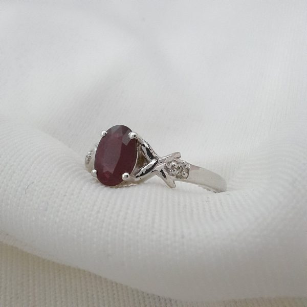 Ruby & Diamond Ring in Sterling Silver