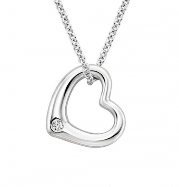 Single CZ bold heart necklace